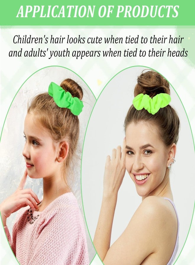 Aysatogc 2PCS Green Neon Scrunchies, Neon Hair Accessories for Women Solid Colors Elastic Hair Bands Neon Scrunchies Ties 80s accessories Large Soft Scrunchy for 80s Party Outfits and Workout Costumes - Image 2